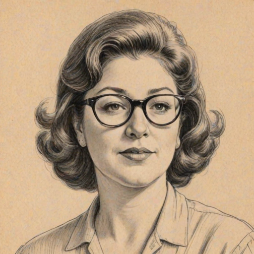 Appealing Margo Martindale, pencil sketch, portrait of Enticing woman 1954s in glasses, hair style beatnik, outline, clear lines, fine lines, 8k