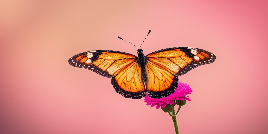 pink background butterfly