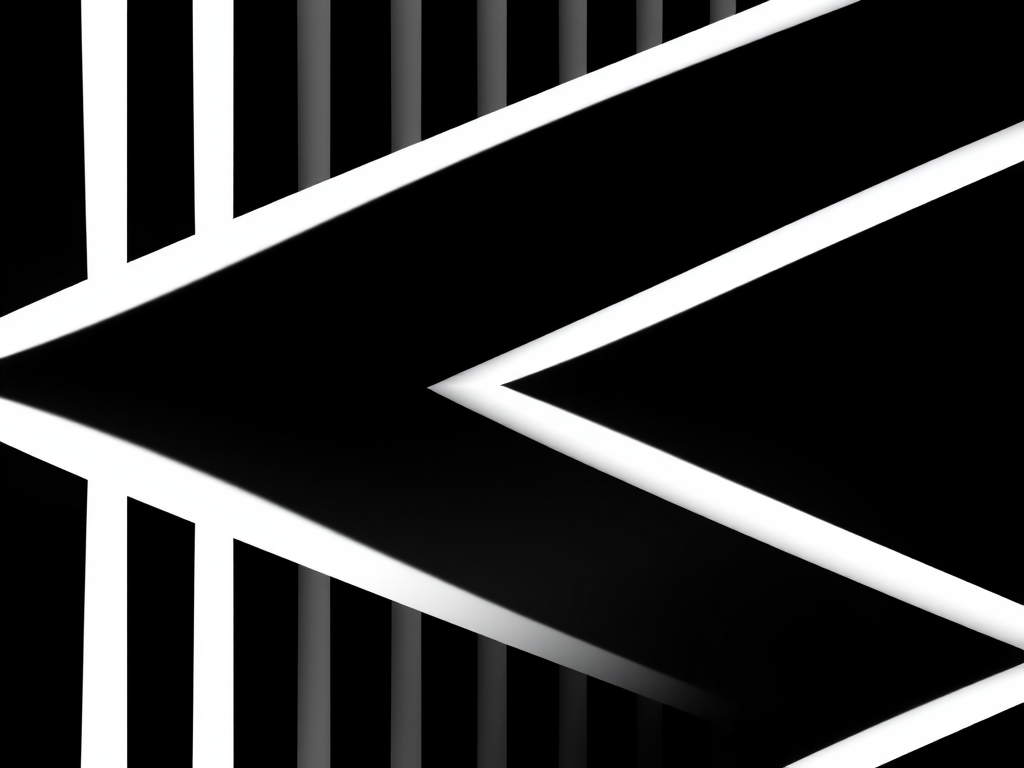 Generate an abstract black and white geometric pattern with sharp angles and smooth curves, shot with a DSLR camera at f/8 aperture, ISO 100, 50mm lens, landscape orientation, natural lighting, high contrast.