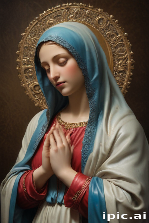 Serene Portrait of the Virgin Mary in Prayer and Contemplation