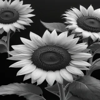 clip art sunflower black and white