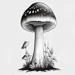 mushroom clip art black and white