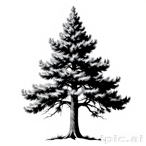 black and white pine tree clipart
