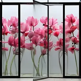 flowers behind glass wallpaper