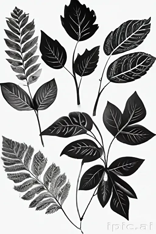 black and white leaf clip art
