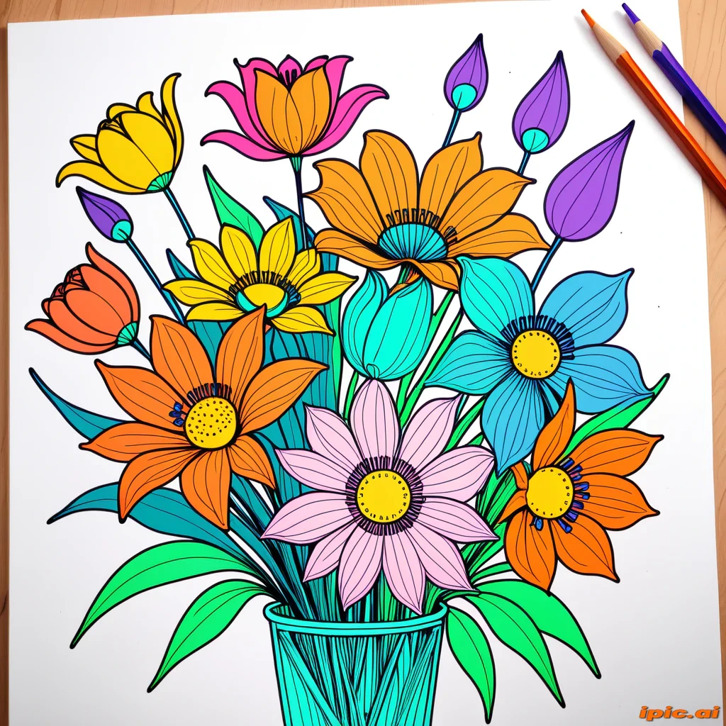color drawing flowers