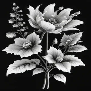 flower clip art black and white