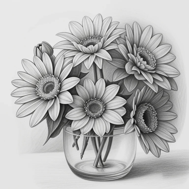 pencil drawings of flowers