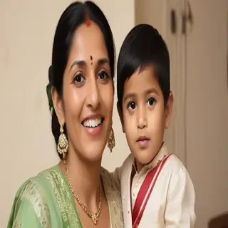 mom and son indian