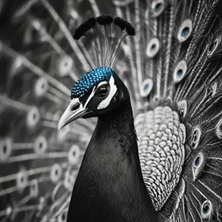 peacock black and white