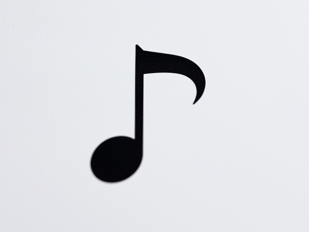 Create a high-resolution image of a stylized musical notation symbol, captured with a DSLR camera using a 50mm lens, aperture set to f/1.8 for a shallow depth of field, at a focal length of 100, in natural light setting.