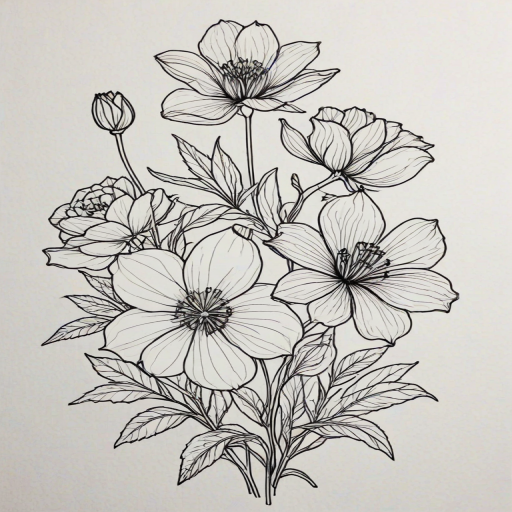 line work flowers