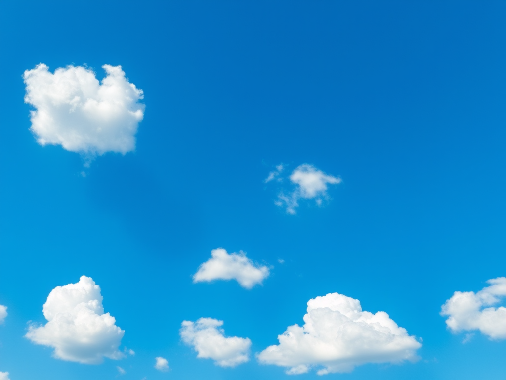 Create a seamless pattern of fluffy white clouds on a bright blue sky background, using a high-resolution digital camera, aperture f/8, shutter speed 1/250s, ISO 100, with a top-down view and vector style to enhance image quality.