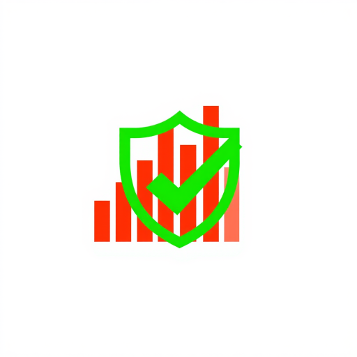 Create an illustration of a bar chart with red and black bars, a green checkmark shield overlaid, on a light gray background, using a high-resolution digital camera with a 50mm lens, f/1.8 aperture, ISO 100, and natural light for enhanced clarity and depth.