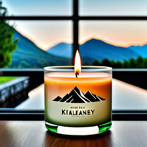 I want to create a candle prototype based on the following: Consider an abstract mountain feature in the logo to symbolize the picturesque landscape of Killarney. You could use soft, flowing lines to create a sense of tranquility and harmony. Integrate earthy colors like greens, browns, and blues into the logo to reflect the natural surroundings of Killarney. Keep the design clean and modern to convey a sense of sophistication and elegance.