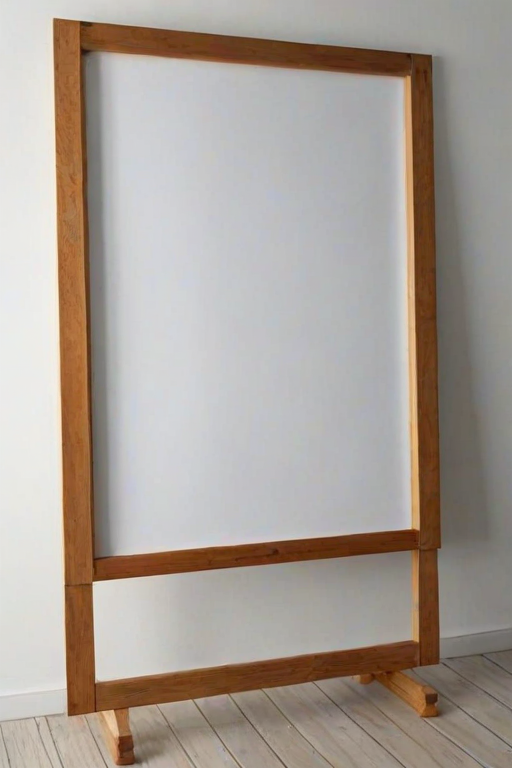 create a blank whiteboard with a wooden frame