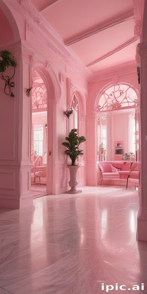 Elegant Pink Interior Design Featuring Opulent Archways and Luxurious ...