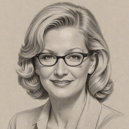 Superb Diane Sawyer, pencil sketch, portrait of Wonderful woman 1948s in glasses, hair style beatnik, outline, clear lines, fine lines, 8k