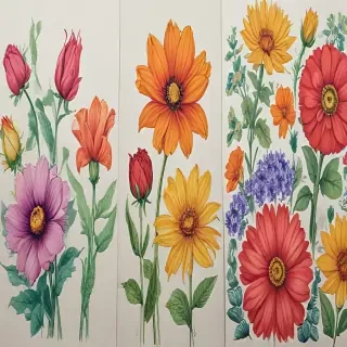 colored drawings of flowers