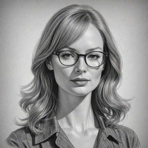 Splendid Alicia Witt, pencil sketch, portrait of Dazzling woman 1964s in glasses, hair style beatnik, outline, clear lines, fine lines, 8k
