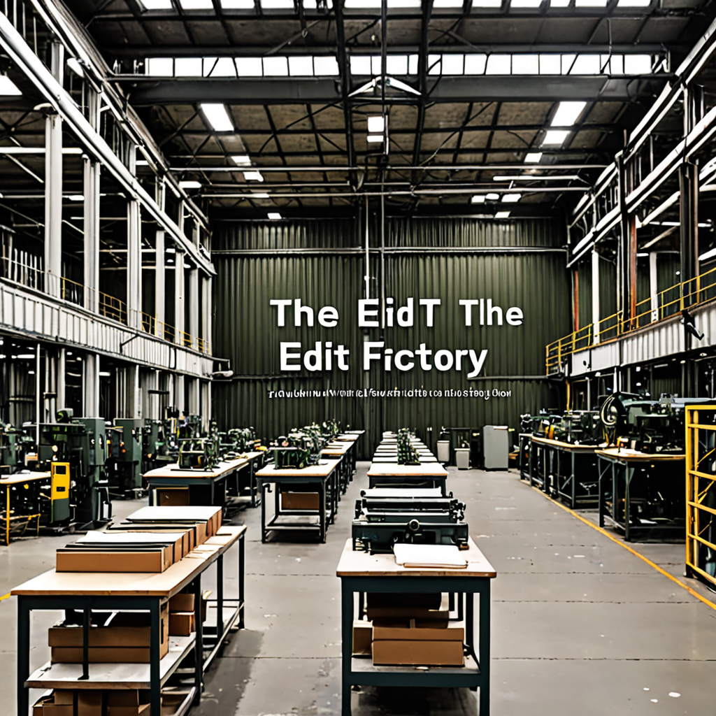 A military factory with the text The Edit Factory