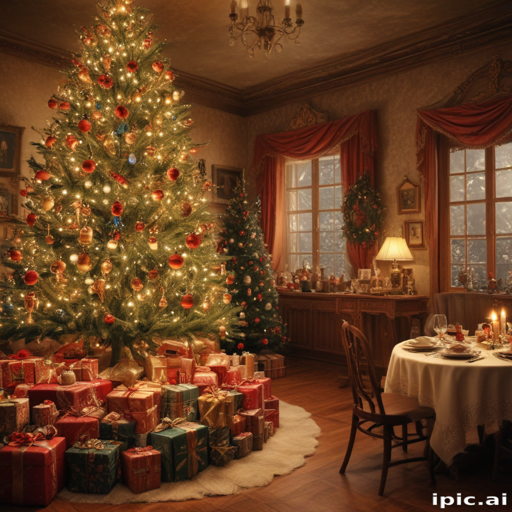 A Cozy Christmas Scene Featuring a Beautifully Decorated Tree and Gifts