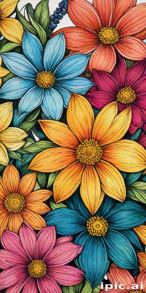 flower drawings with color