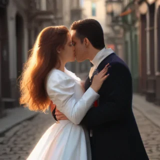 couple kissing aesthetic