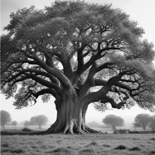 oak tree clipart black and white