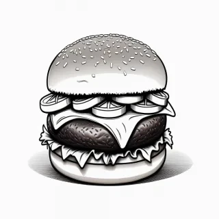 burger clip art black and white
