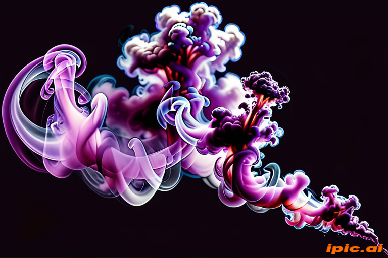 Abstract Swirling Smoke in Vibrant Purple and Ethereal White Patterns