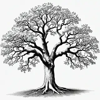 oak tree clipart black and white