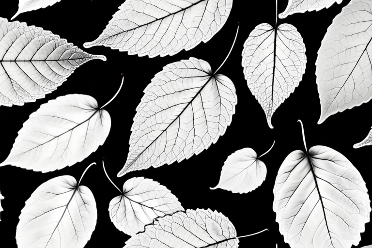 Elegant White Leaves on a Deep Black Background Creating Stunning Contrast