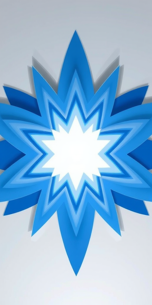 Create a high-resolution digital illustration of a star shape with multiple layers in varying shades of blue, using a Canon EOS R5 with a 50mm lens at f/1.8, ISO 100, in soft natural light, and a top-down view for enhanced detail and clarity.