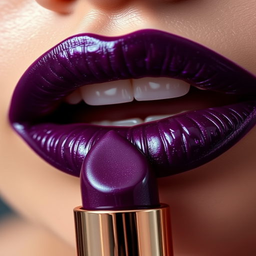 Opulent jewel-toned lips in rich amethyst, featuring a metallic sheen that catches the light and adds depth to the color