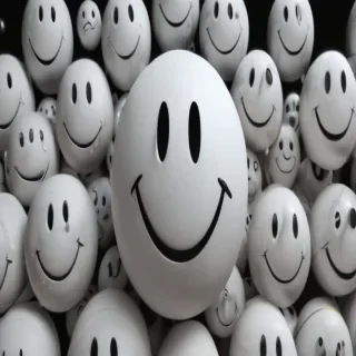 white smiley face black background