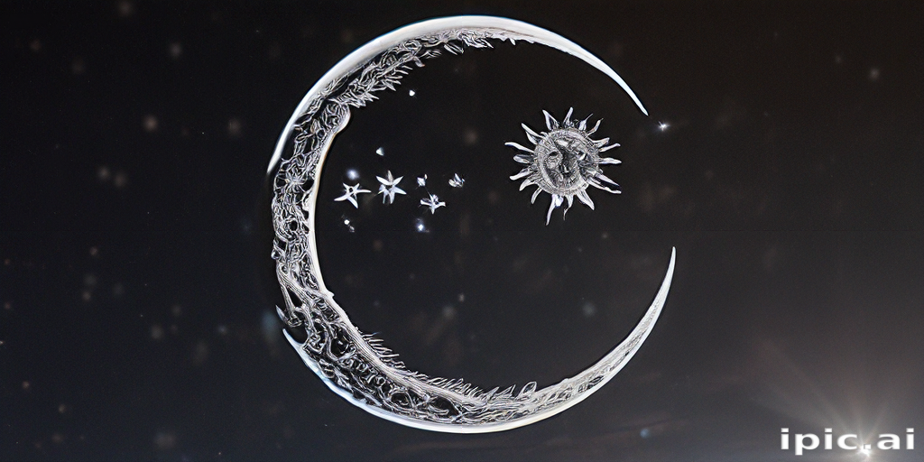 Intricate Artistic Design of a Moon and Sun with Stars