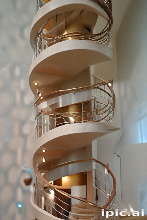Elegant Spiral Staircase with Unique Design and Soft Lighting Features