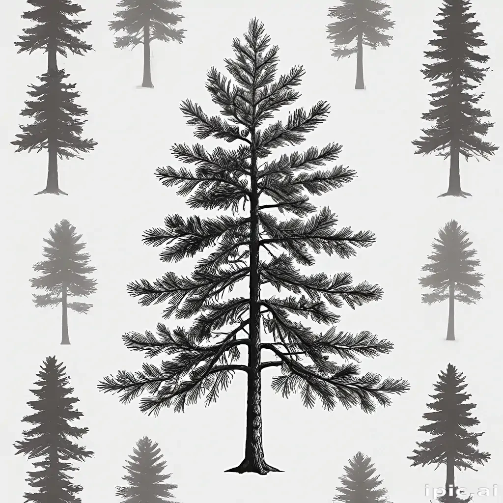 pine tree clip art black and white