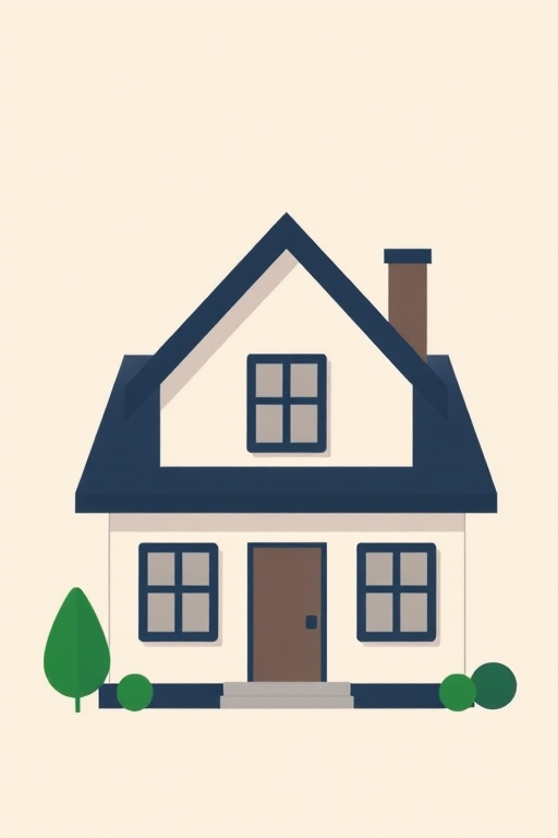 Regenerate a stylized icon of a house with a minimalist design, using a 50mm lens, f/2.8 aperture, ISO 100, shot from a frontal view, high dynamic range rendering, in a digital illustration style.