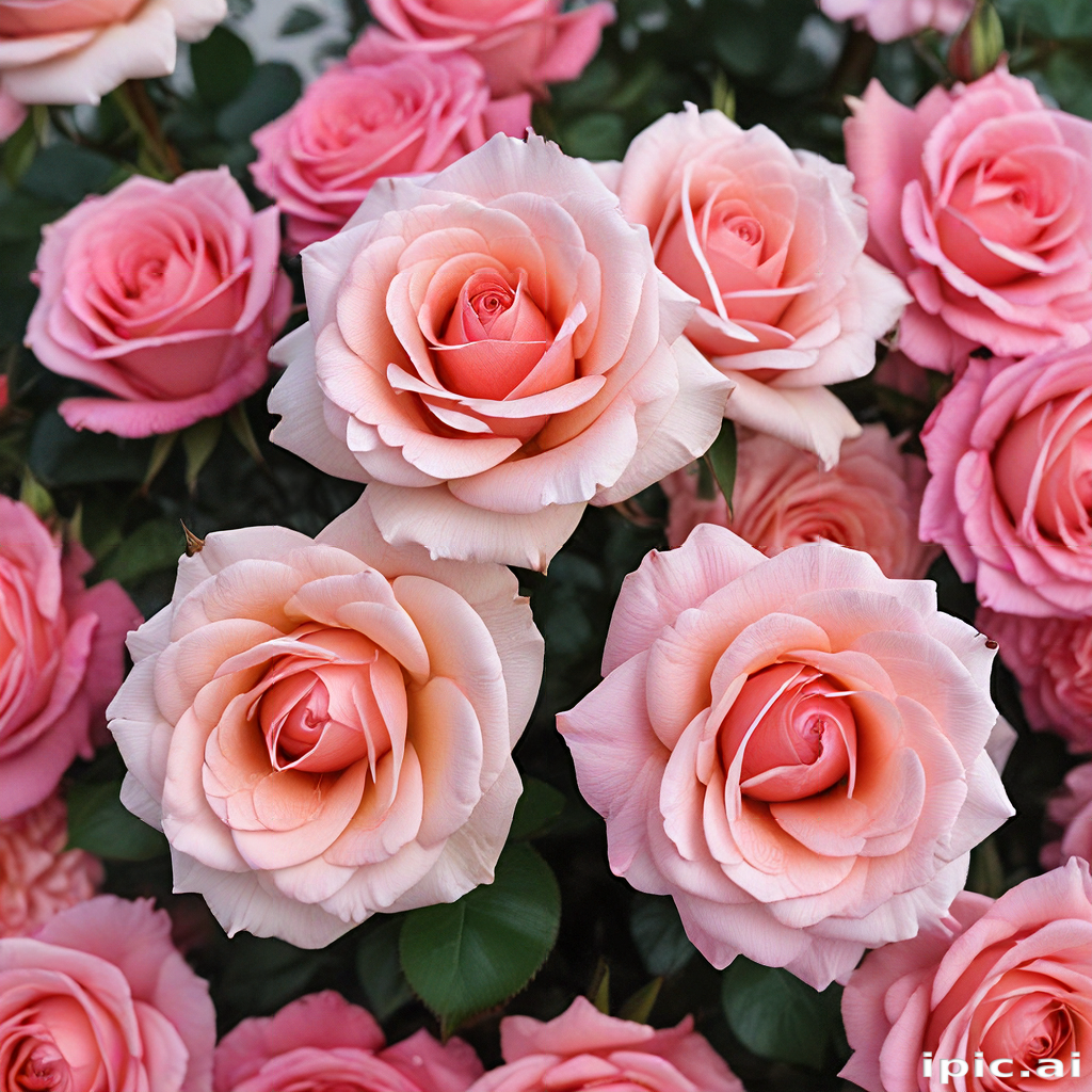 A Beautiful Arrangement of Soft Pink Roses in Full Bloom Together.
