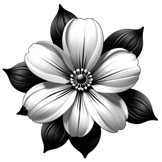black and white flower png