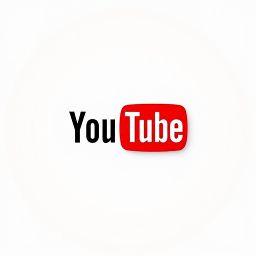 Create a high-resolution image of the YouTube logo set against a white background with a smooth gradient overlay, using a DSLR camera with a 50mm lens, aperture f/1.8, ISO 100, and a 1/200 shutter speed for optimal clarity and depth of field.
