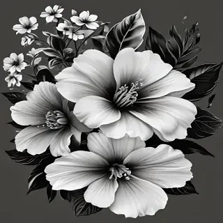 black and white flower png