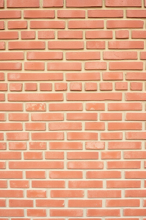 Create a high-resolution image of a red brick wall with a uniform pattern, captured with a DSLR camera at ISO 100, aperture f/8, 50mm lens, shot from a straight-on perspective to enhance texture and detail.