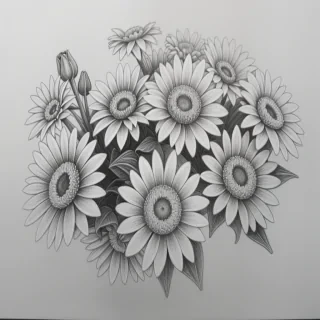 pencil drawing flowers