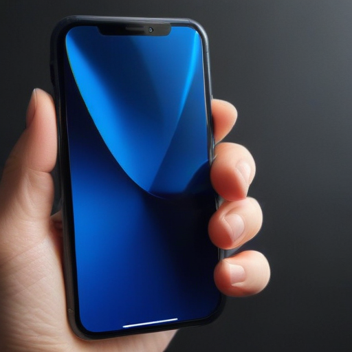 Close-Up of a Hand Holding a Modern Smartphone with a Blue Background