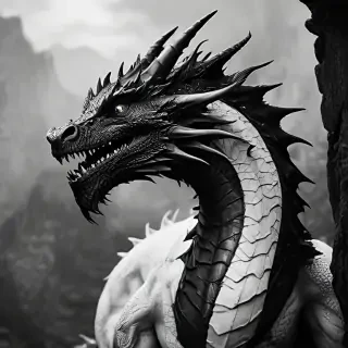 dragon black and white