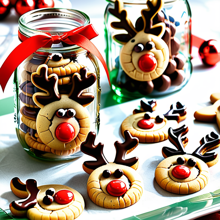 reindeer cookies in a jar