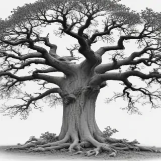 oak tree clipart black and white
